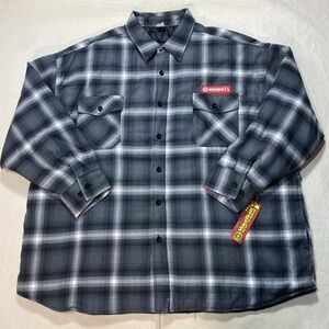 Maui Built Mens Long Sleeve Hoodie Button Shirt Sz 5XL Gray Plaid